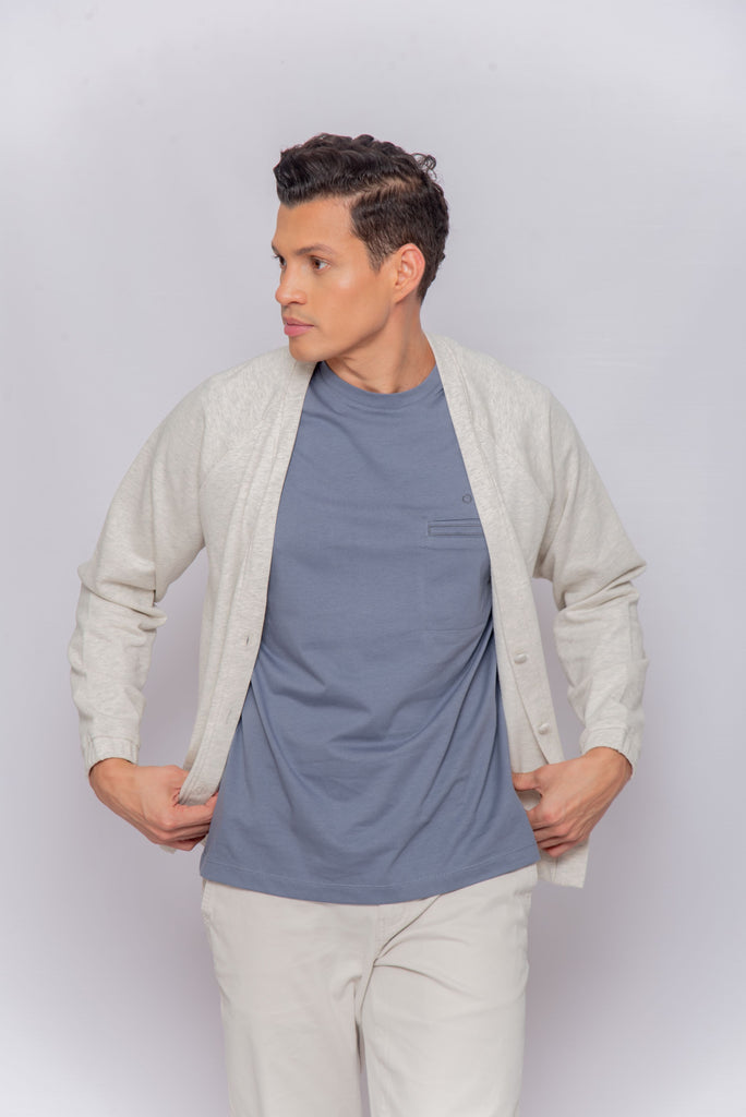 Men's UPF 50 Sun Protective Cardigan Sweater Grey | Soteria