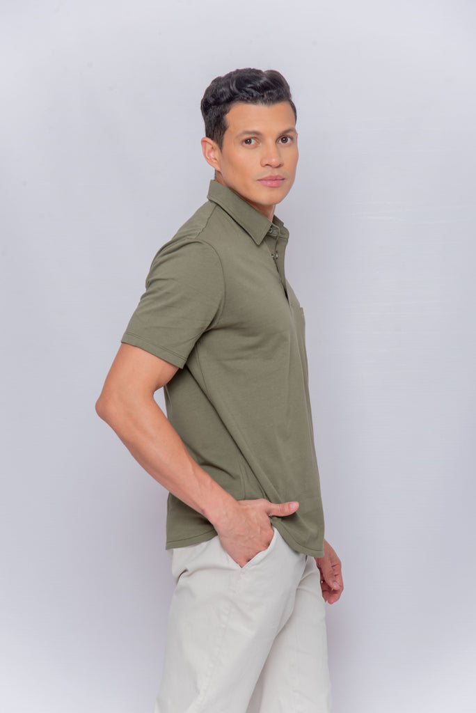 Men's UPF 50 Sun Protective Polo Short Sleeve Olive | Soteria