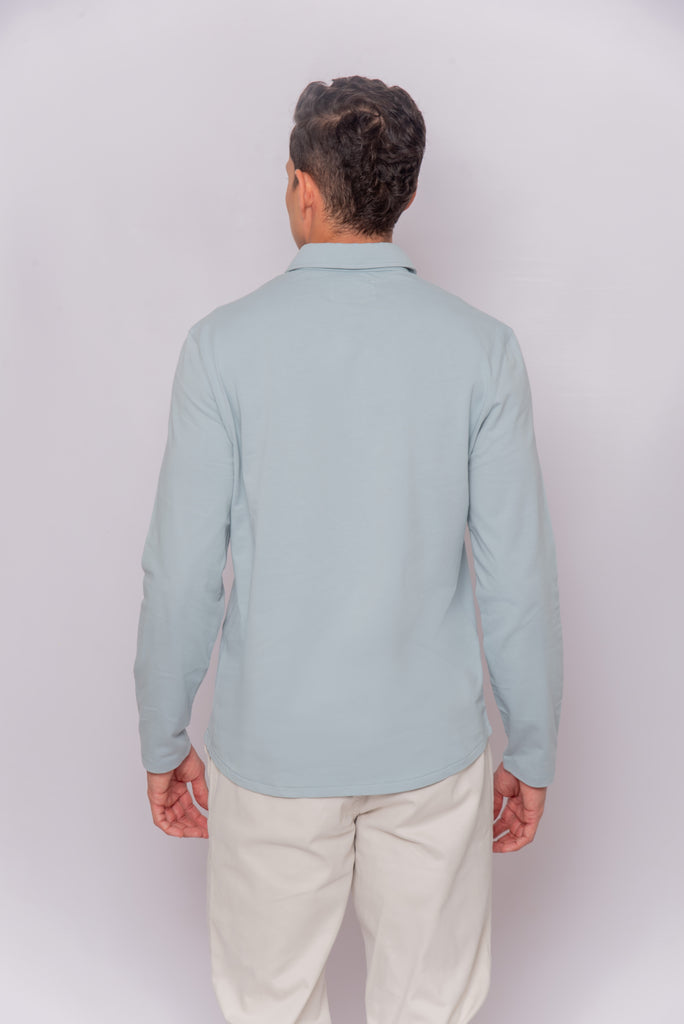 Men's UPF 50 Sun Protective Long Sleeve Shirt Polo Light Blue | Soteria