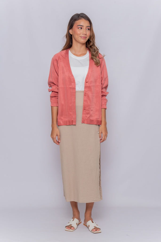 Women's UPF 50 Sun Protective Cardigan Sweater Coral Cupro | Soteria