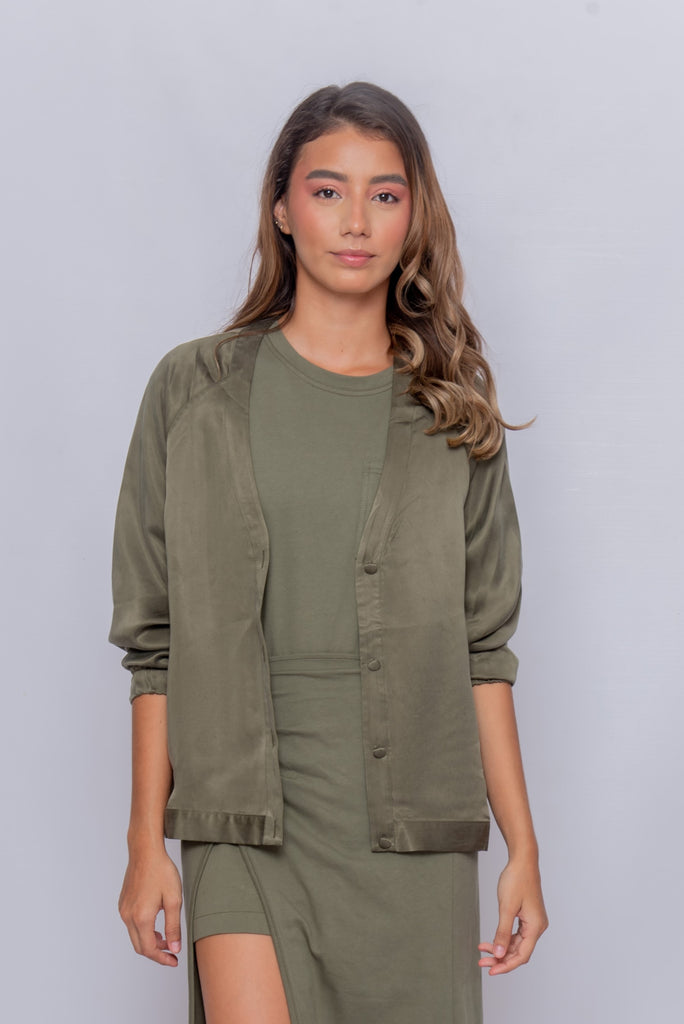 Women's UPF 50 Sun Protective Cardigan Sweater Olive Green | Soteria