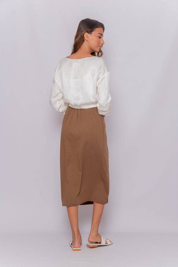 Women's UPF 50 Sun Protective Skirt Midi with Slit Brown | Soteria