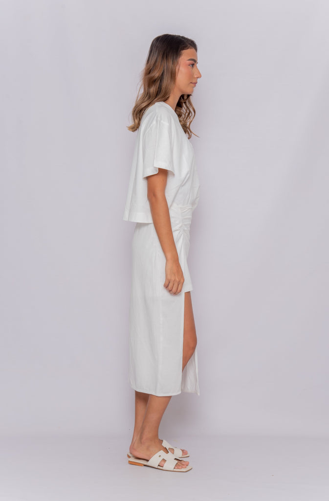 Women's UPF 50 Sun Protective Skirt Midi with Slit White | Soteria