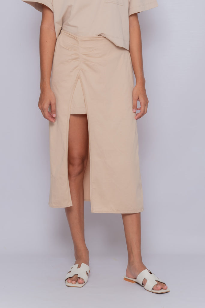 Women's UPF 50 Sun Protective Skirt Midi with Slit Tan | Soteria