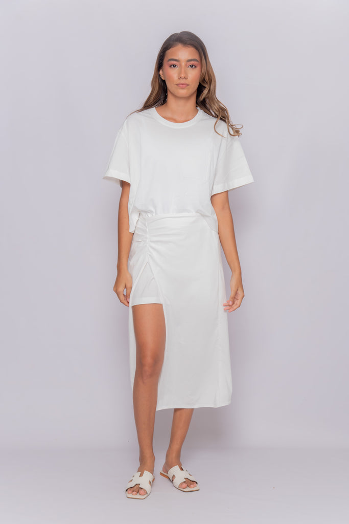 Women's UPF 50 Sun Protective Skirt Midi with Slit White | Soteria