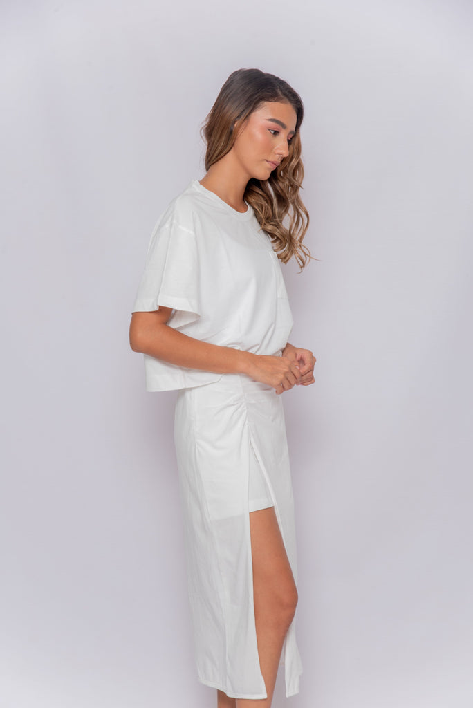 Women's UPF 50 Sun Protective Skirt Midi with Slit White | Soteria