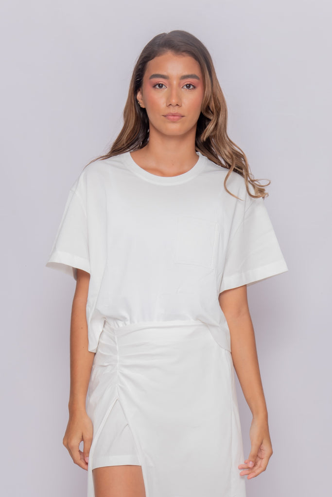 Women's UPF 50 Sun Protective Cropped Tee White | Soteria